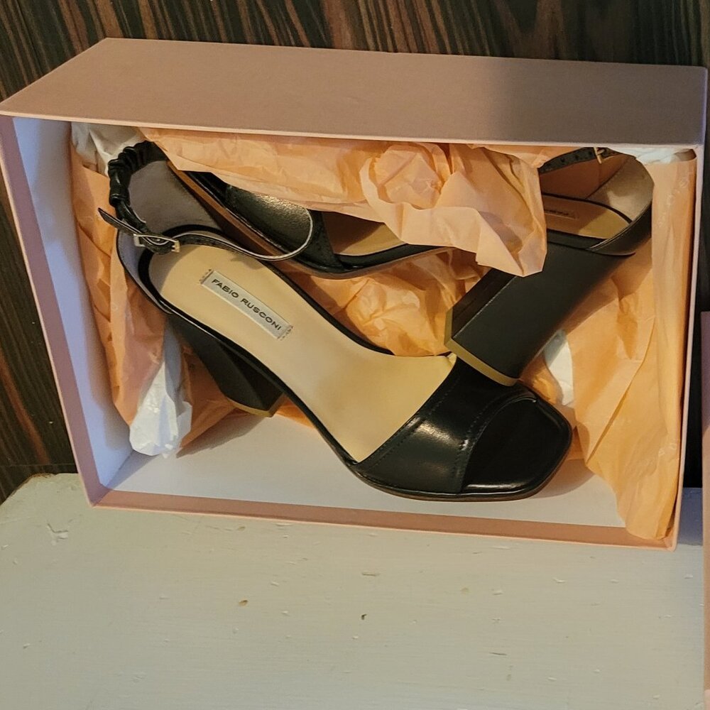 Fabio Rusconi Black Ankle Strap Block Heels - Brand New and Fabulous!